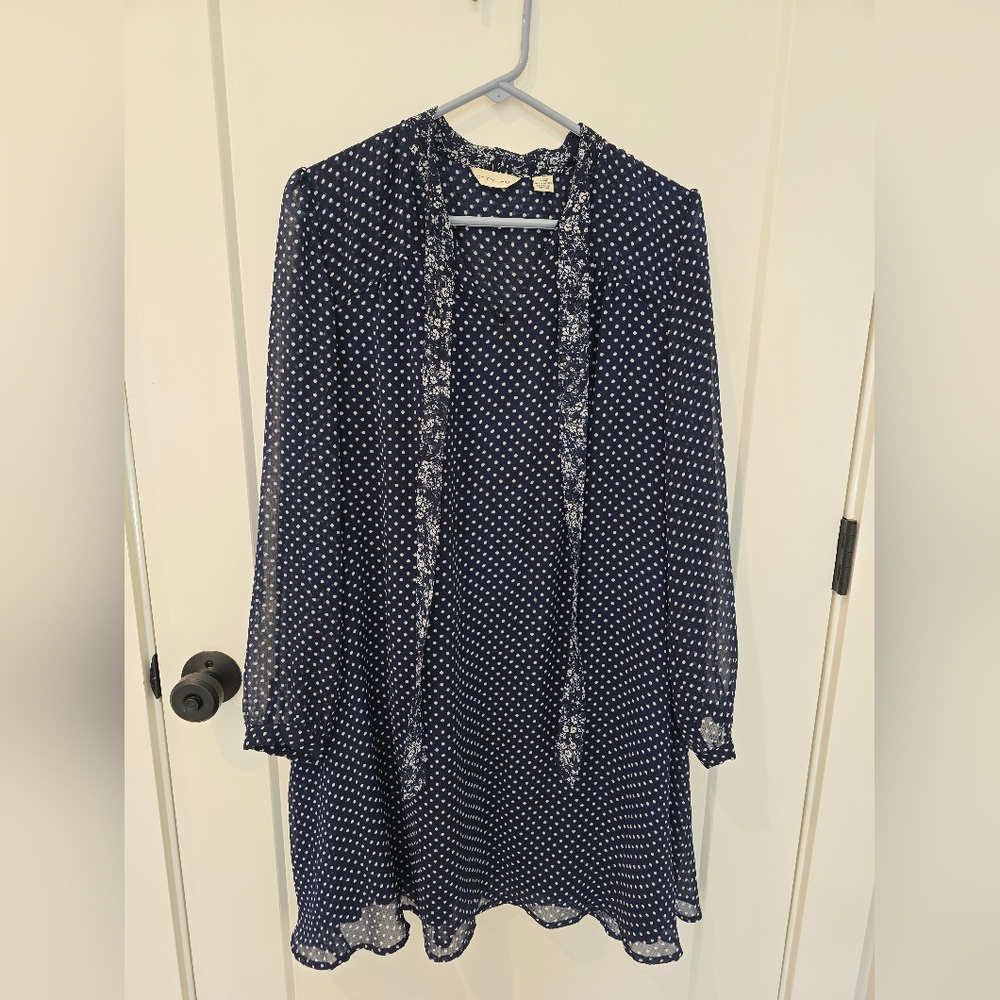 Anthropolgie Navy polka dot dress